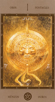 Թ - The Labyrinth Tarots - ǮA - Ace Of Pentacles