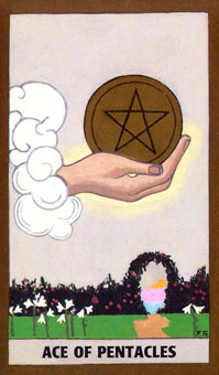 ɫΰ - Golden Rider Tarot - ǮA - Ace Of Pentacles