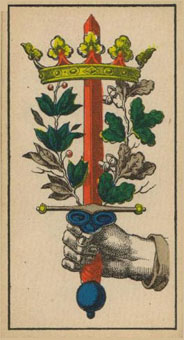 1JJʿ1870 - 1JJ Swiss Tarot 1870 - A - Ace Of Swords