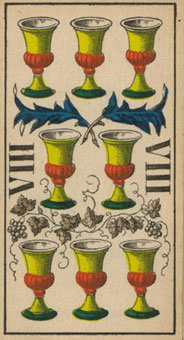 1JJʿ1870 - 1JJ Swiss Tarot 1870 - ʥ - Eight Of Cups