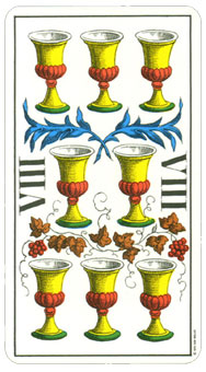 1JJʿ1974 - 1JJ Swiss Tarot 1974 - ʥ - Eight Of Cups