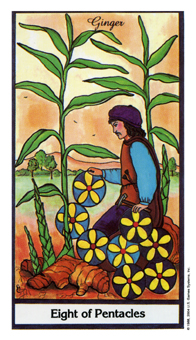 ҩ - Herbal Tarot - ǮҰ - Eight Of Pentacles