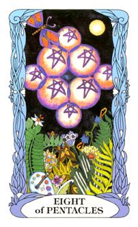 ¹⻨԰ - Moon Garden Tarot - ǮҰ - Eight Of Pentacles