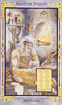 ɪ - Legend Arthurian Tarot - ǮҰ - Eight Of Pentacles