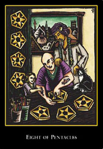 羫 - The World Spirit Tarot - ǮҰ - Eight Of Pentacles