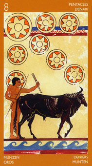 ³ - Etruscan Tarot - ǮҰ - Eight Of Pentacles