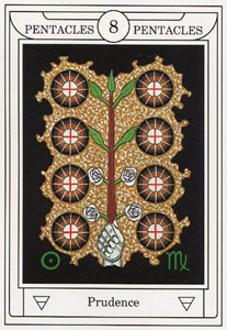 ƽ - Golden Dawn Magical Tarot - ǮҰ - Eight Of Pentacles