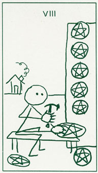  - Stick Figure Tarot - ǮҰ - Eight Of Pentacles