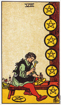 ԭʼΰ - Original Rider-Waite Tarot - ǮҰ - Eight Of Pentacles