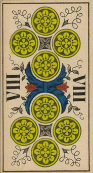 1JJʿ1870 - 1JJ Swiss Tarot 1870 - ǮҰ - Eight Of Pentacles