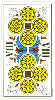 1JJʿ1974 - 1JJ Swiss Tarot 1974 - ǮҰ - Eight Of Pentacles