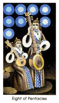 è - Cat People Tarot - ǮҰ - Eight Of Pentacles