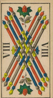 1JJʿ1870 - 1JJ Swiss Tarot 1870 - ȨȰ - Eight Of Wands