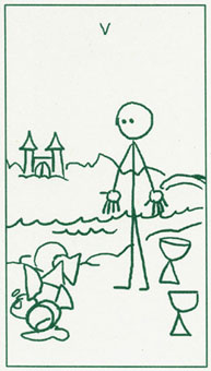  - Stick Figure Tarot - ʥ - Five Of Cups