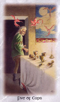  - The Celtic Dragon Tarot - ʥ - Five Of Cups