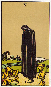 ԭʼΰ - Original Rider-Waite Tarot - ʥ - Five Of Cups