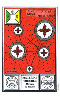 ħʽ - Tarot Of Ceremonial Magic - Ǯ - Five Of Pentacles