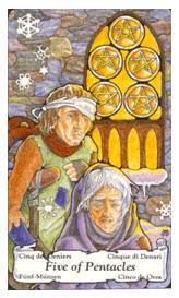 ɭ޲ - Hanson Roberts Tarot - Ǯ - Five Of Pentacles