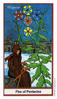 ҩ - Herbal Tarot - Ǯ - Five Of Pentacles