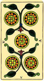  - Marseilles Tarot - Ǯ - Five Of Pentacles