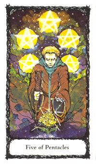 ʥõ - Sacred Rose Tarot - Ǯ - Five Of Pentacles