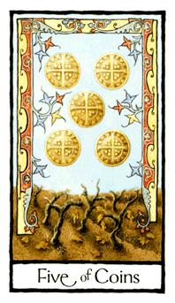 Ӣʼ - Old English Tarot - Ǯ - Five Of Pentacles