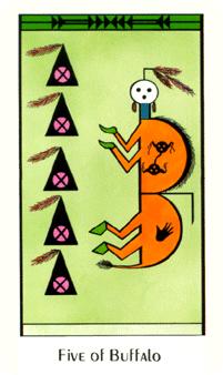 ʥ - Santa Fe Tarot - Ǯ - Five Of Pentacles