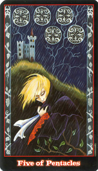 Ѫ - Vampire Tarot - Ǯ - Five Of Pentacles