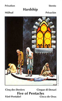 Űֿ - Barbara Walker Tarot - Ǯ - Five Of Pentacles