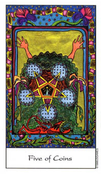 ý - Tarot of the Trance - Ǯ - Five Of Pentacles