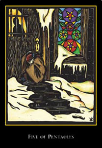 羫 - The World Spirit Tarot - Ǯ - Five Of Pentacles