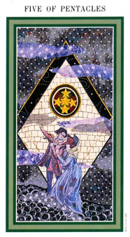 Ȼ - The Enchanted Tarot - Ǯ - Five Of Pentacles