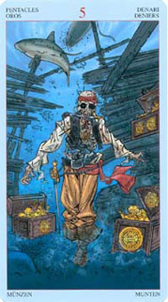  - Sea Rover Tarot - Ǯ - Five Of Pentacles