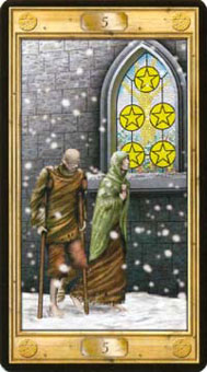 ͼԿΰ - Pictorial Key Tarot - Ǯ - Five Of Pentacles