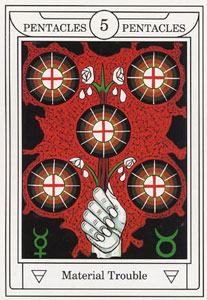 ƽ - Golden Dawn Magical Tarot - Ǯ - Five Of Pentacles