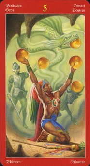  - Dragons Tarot - Ǯ - Five Of Pentacles