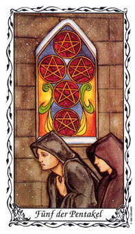 ޵ - Das Hudes Tarot - Ǯ - Five Of Pentacles