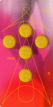 ǵﰲ - Adrian Tarot - Ǯ - Five Of Pentacles