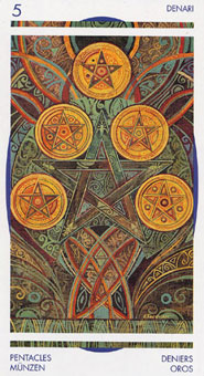 ˮ - Crystal Tarot - Ǯ - Five Of Pentacles