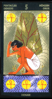  - Nefertaris Tarot - Ǯ - Five Of Pentacles