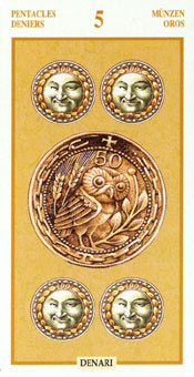 ƽ - Tarots Of The Golden Dawnt - Ǯ - Five Of Pentacles