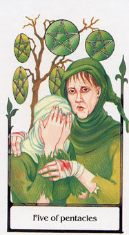 ž - Tarot Of The Old Path - Ǯ - Five Of Pentacles