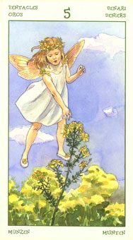 ֮ - The Spirit Of Flowers Tarot - Ǯ - Five Of Pentacles