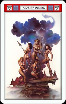 ˹Լ - Boris Vallejo Tarot - Ǯ - Five Of Pentacles