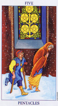 ΰ - Radiant Rider-Waite Tarot - Ǯ - Five Of Pentacles