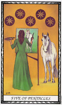  - Unicorn Tarot - Ǯ - Five Of Pentacles