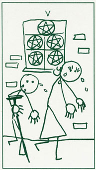  - Stick Figure Tarot - Ǯ - Five Of Pentacles