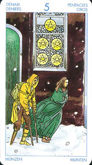 ʥ׳ΰ - Universal Waite Tarot - Ǯ - Five Of Pentacles