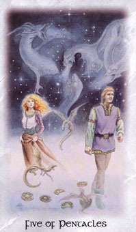  - The Celtic Dragon Tarot - Ǯ - Five Of Pentacles