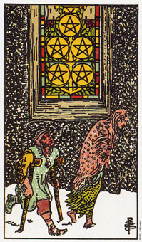 ԭʼΰ - Original Rider-Waite Tarot - Ǯ - Five Of Pentacles